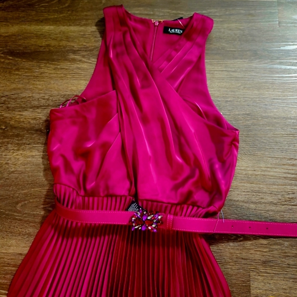 NWT Lauren Ralph Lauren Charmeuse Halter Midi Dress 14 - Picture 8 of 16